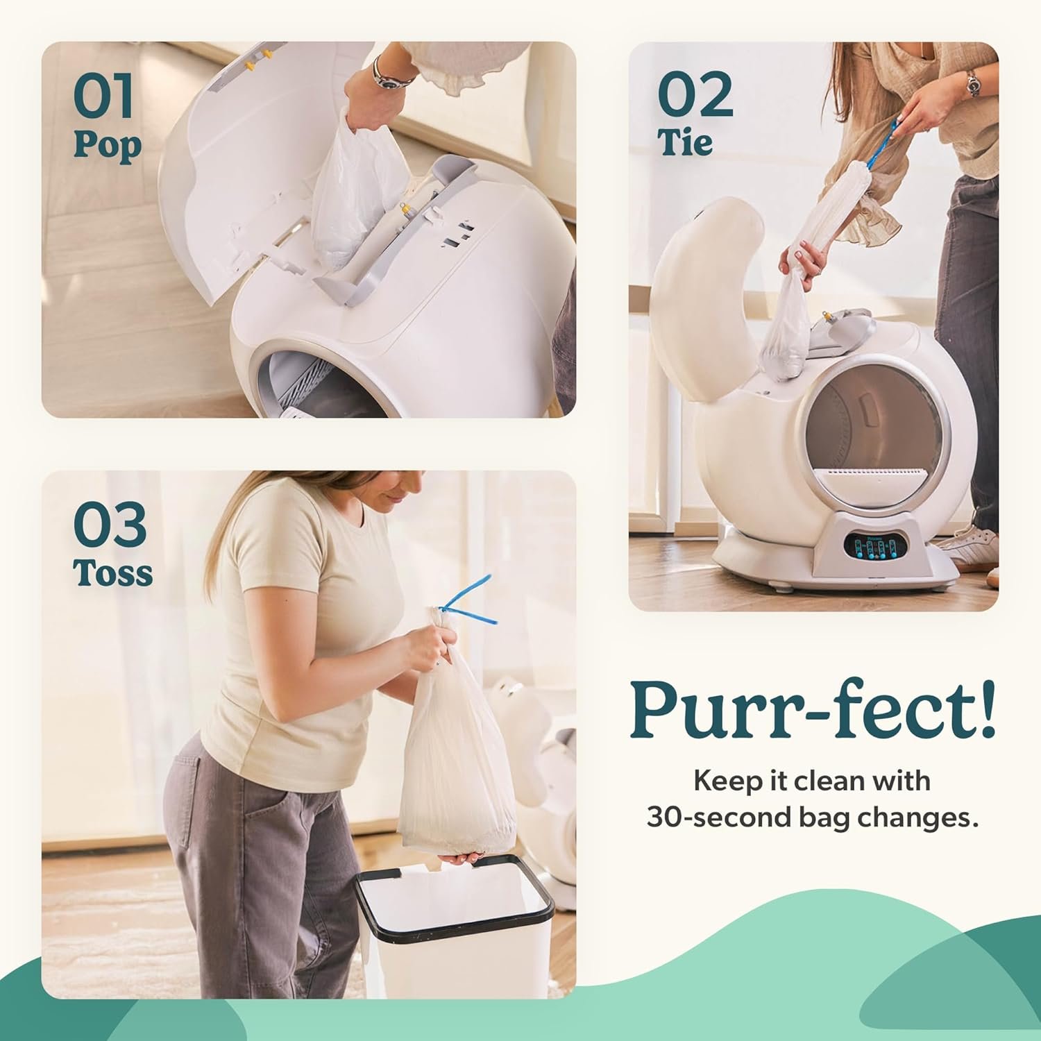 PetCove Self Cleaning Automatic Litter Box for Multi cat - XL Capacity/Quiet Operation/Odor Control/Anti-Pinch Safety/Easy App Control with Ultra Fast 5 GHz Wi-Fi - Includes Litter Bag Liners - Image 6