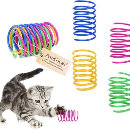 Andiker Interactive Cat Spiral Creative Spring Toy to Kill Time and Keep Fit, Sturdy and Heavy Plastic for Swatting, Biting, Hunting Kitten Toys, Colorful, 12 pcs