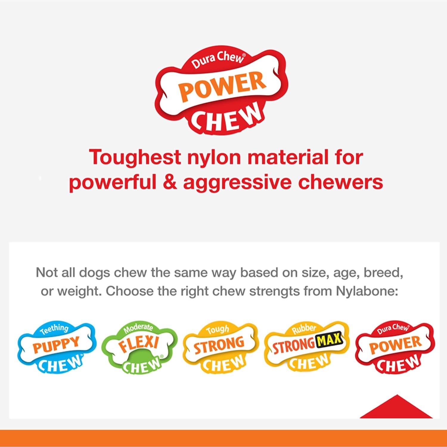 Nylabone Original Bone Power Chew Toy for Dogs, Durable Dog Toys for Aggressive Chewers, Flavor Frenzy Funnel Cake & Shish Kabob Flavor, Large - Up to 50 lbs, 2 Pack - Image 4