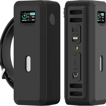 Silicone Case for Anker 737 Power Bank (24,000mAh 3-Port) 1/4-inch nut Hole, SD/SIM Card Storage Reserved Compatible with Anker 737 Power Bank Travel Protective Cover Dustproof with Handle (Black)