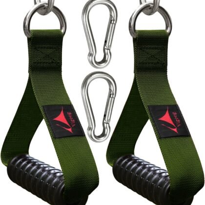 Heavy Duty Gym Exercise Handles Attachment for Cable Machine,Resistance Band,Pulley System Home Fitness Workout Equipment, with Elastic Rubber Grip and 2 Large Carabiners