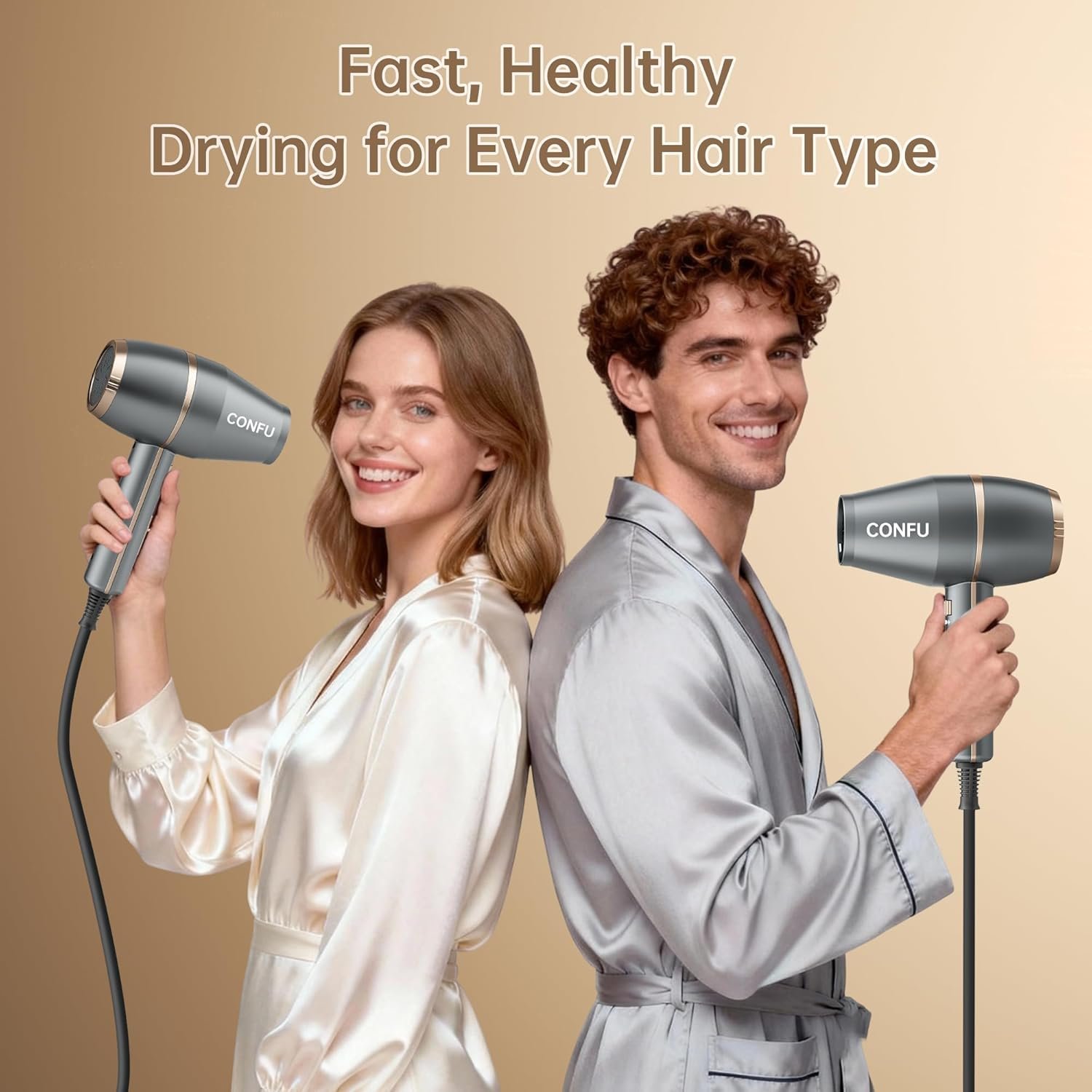 CONFU Blow Dryer Professional Hairdryer - 1875 Watt Powerful Blowdryer Fast Drying for Women & Men - Salon Ionic Hair Dryer with Diffuser for Curly & Wavy Hair (7.7ft Cord) - Image 8