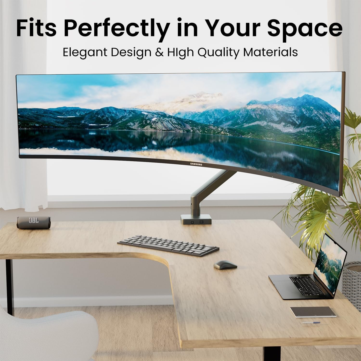 Samsung Odyssey G9 Premium Ultrawide Monitor Arm - 49" Curved Ultrawide Mount, Heavy Duty, Adjustable Height, Max VESA 100x100, Black - Image 3