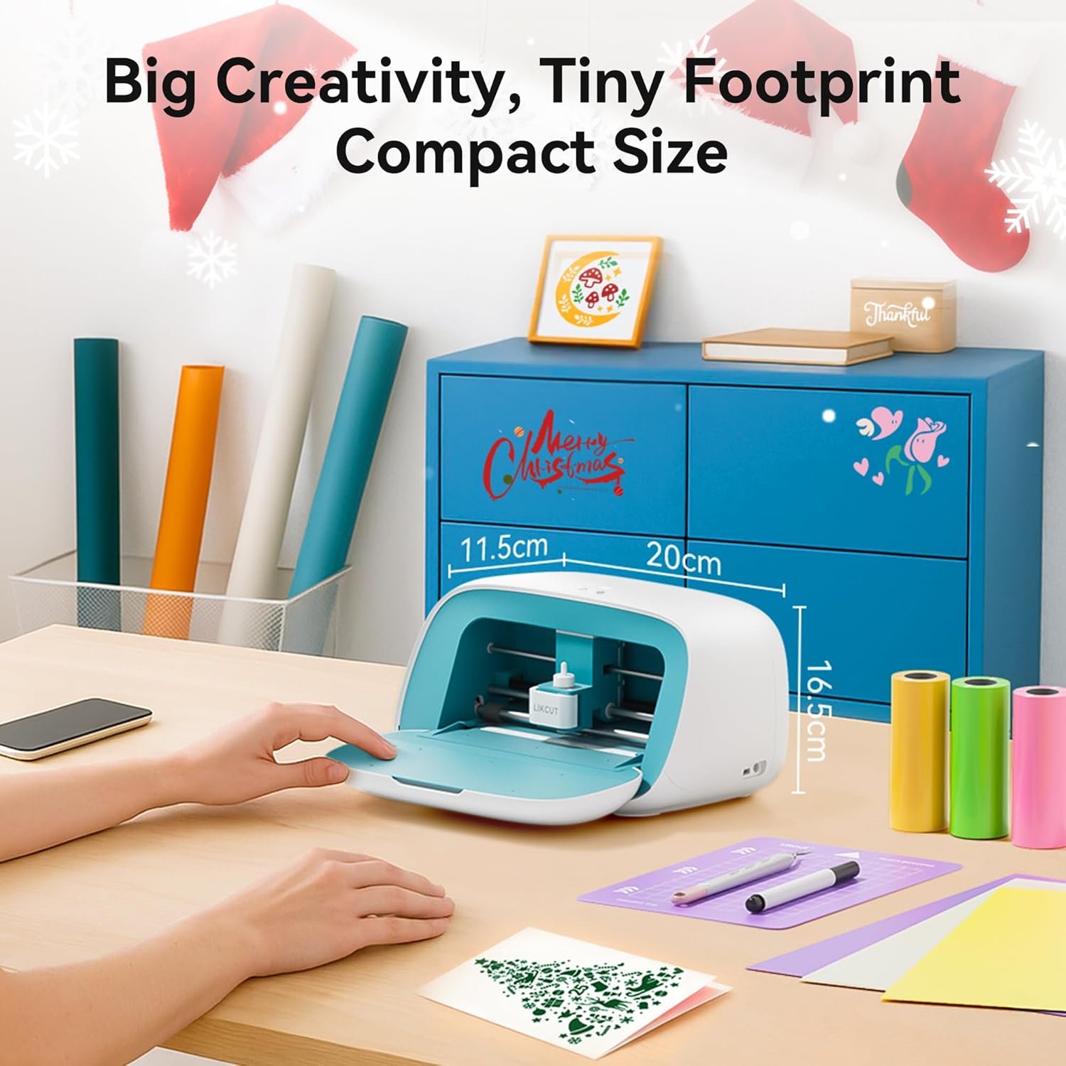 Likcut Vinyl Cutter Machine, Smart Sticker Maker Glee S501 for DIY Joy, Portable Cutting Tool for Crafting Beginner, Compact Design for Home & School Craft Projects, DIY Home Decor, Blue - Image 5