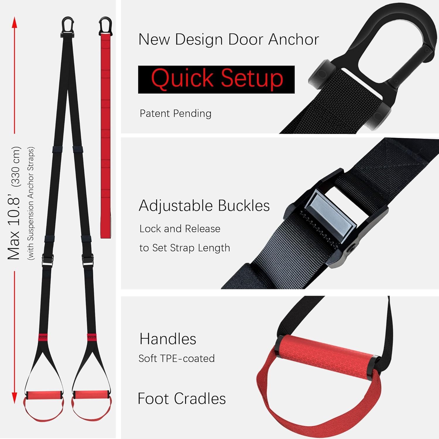 Home Suspension Straps Training Kit, Gym Bodyweight fitness All in One Workout for Full Body, with Safety Sign, Big Poster&Mess Bag - Image 2