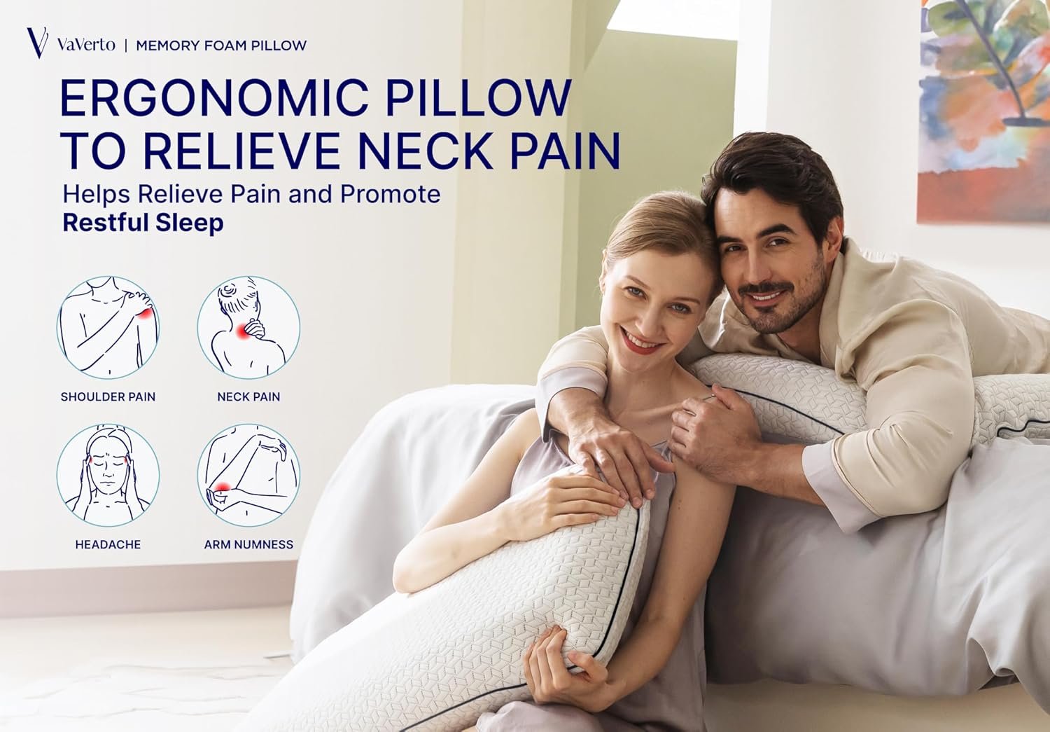 Cooling Gel Memory Foam Pillow - 1-Pack - Standard Size Bed Pillows For Sleeping - Medium-Firm - Back, Stomach and Side Sleeper Pillow - Shoulder & Back Pain Relief - Washable , Bamboo Viscose Cover - Image 8