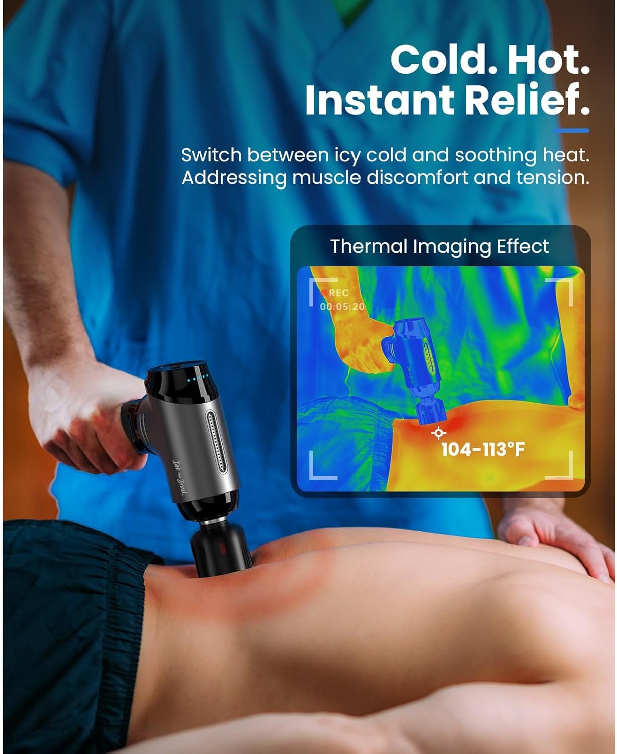 BOB AND BRAD T2 Pro Massage Gun with Heat and Cold, Deep Tissue Percussion Massager Gun for Pain Relief, Muscle Massager, HSA Electric Back Massagers for Professional Athletes FSA Eligible - Image 3
