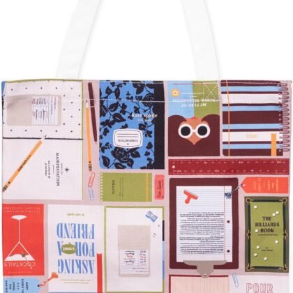 kate spade new york Cute Canvas Tote Bag for Women, Canvas Beach Bag, Book Tote with Pocket (Book Club)