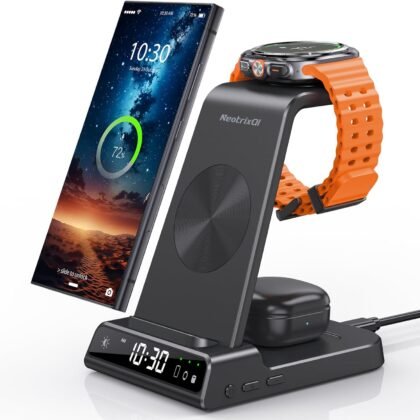 Wireless Charger for Samsung Charging Station, 3 in 1 Android Phone Charger for Samsung Galaxy S25 Ultra/S24 Ultra/S23/Flip7, Galaxy Watch 8/8 Classic/Ultra/7/6/5, Galaxy Buds 3 Pro/3