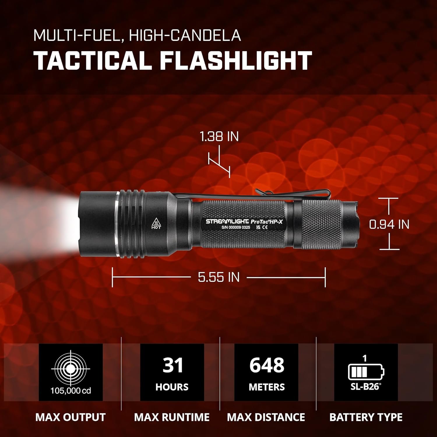 Streamlight 89022 ProTac HP-X USB 800-Lumen 105000 Candela Rechargeable High Performance Multi-Functional Tactical Flashlight, Black - Image 3
