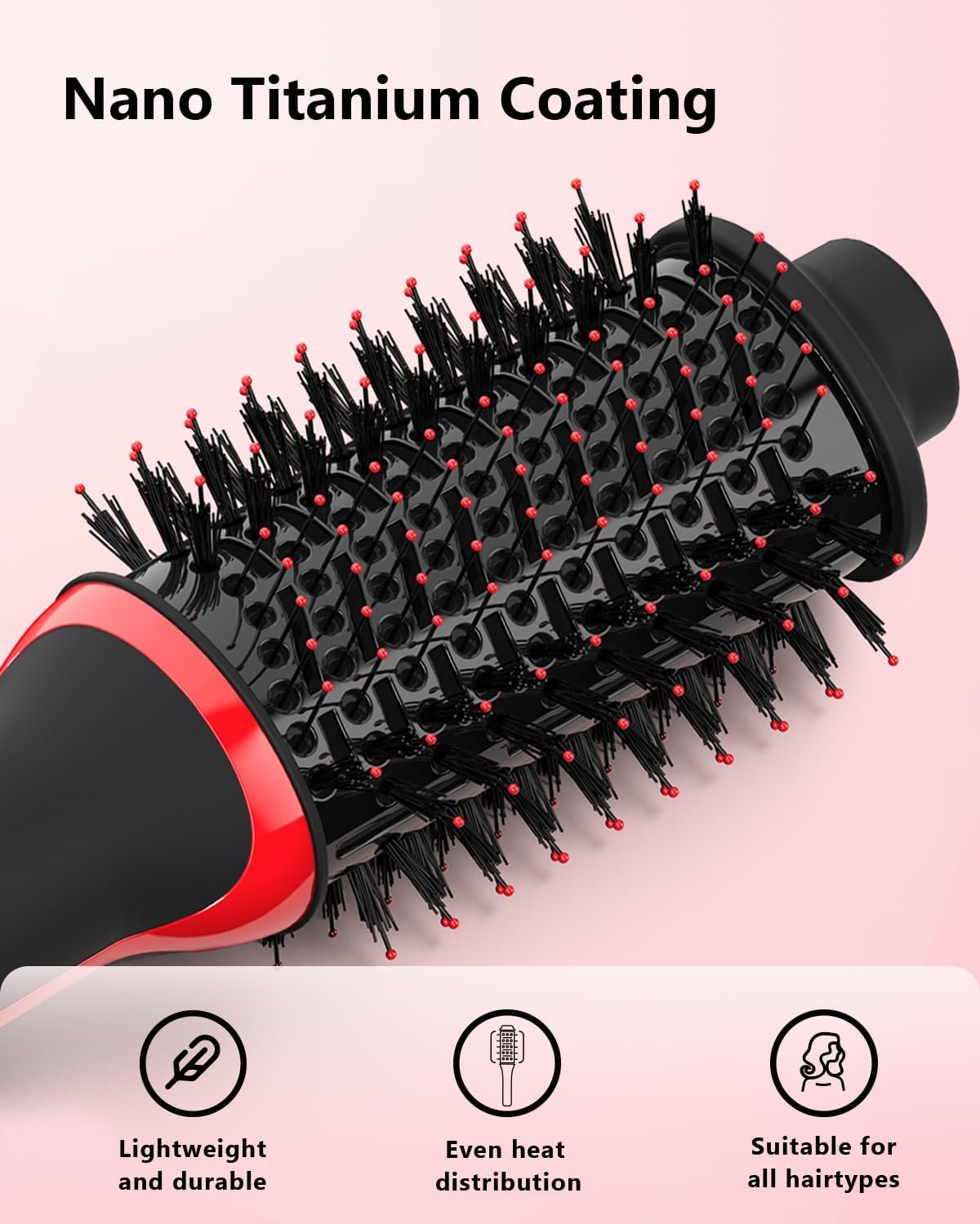 Plus 2.0 Hair Dryer Brush Blow Dryer Brush in One, 2'' Oval Brush Head Hot Air Brush Styler & Volumizer with Ionic Technology, NTC Smart Temp Control for Smooth, Frizz-Free, Shiny Hair - Image 4