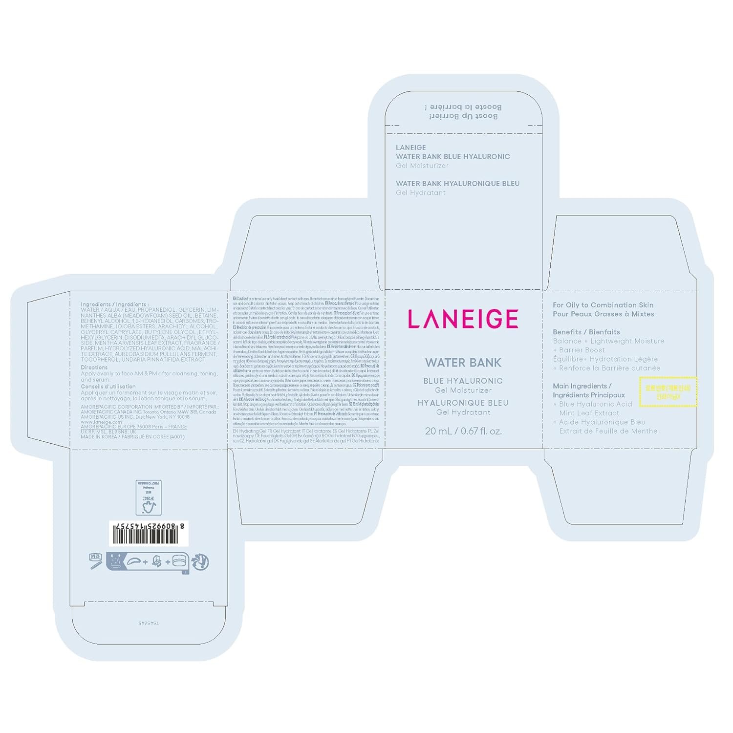 LANEIGE Water Bank Blue Hyaluronic Gel Moisturizer: Lightweight Hydrating Face Gel with Mint Extract, Hypoallergenic & Dermatologist-Tested - Image 13