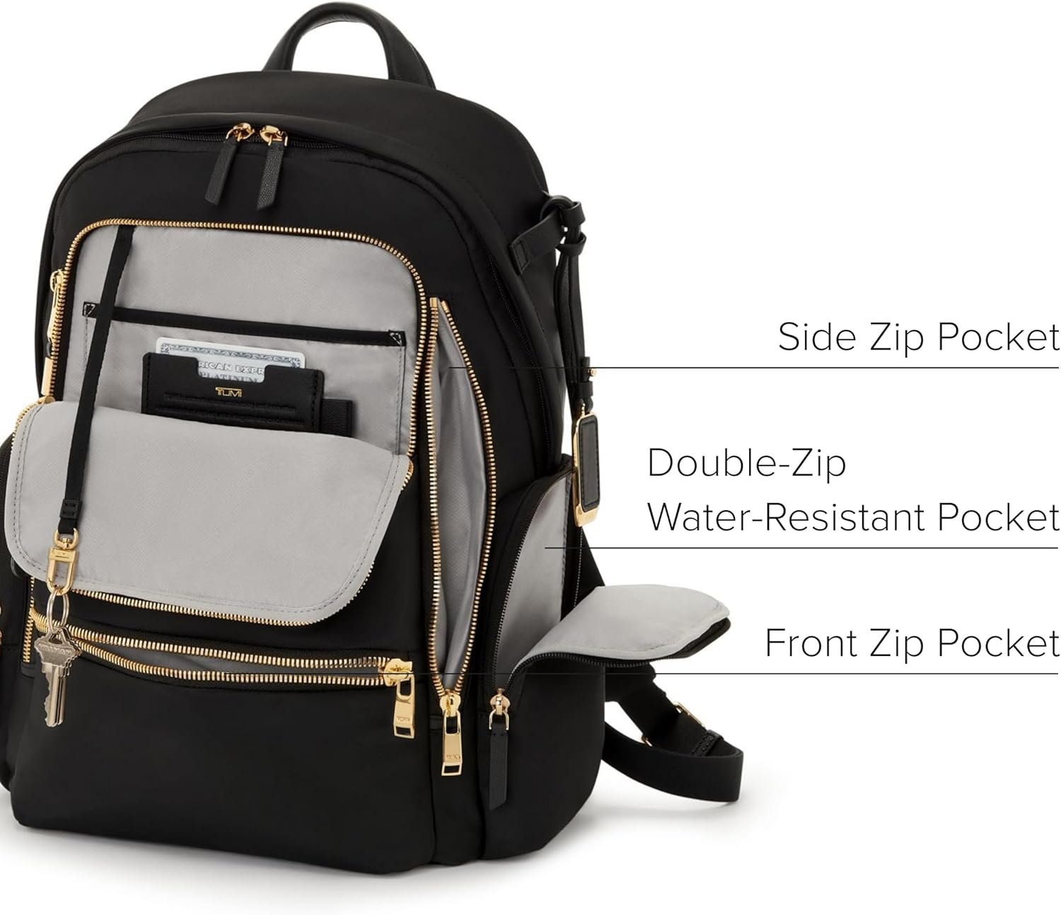 TUMI - Voyageur Celina Backpack - Women's Work and Travel Bag - 16.0" X 10.6" X 6.5" - Holds Up to 16" Laptop - Black & Gold Hardware - Image 4