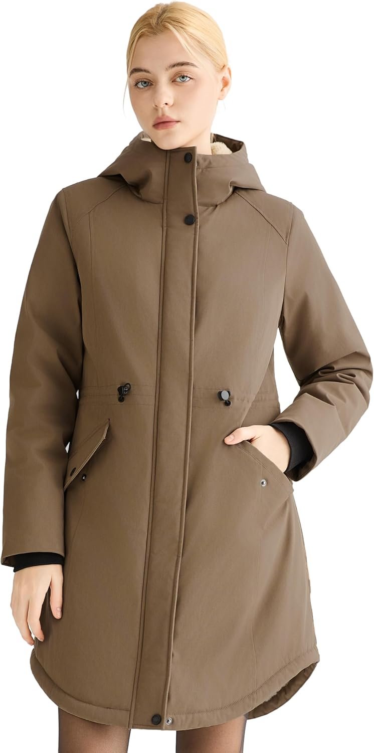 Orolay Winter Coat for Women Thicken Fleece Lined Parka Waterproof Long Warm Puffer Jacket Hooded with Pockets
