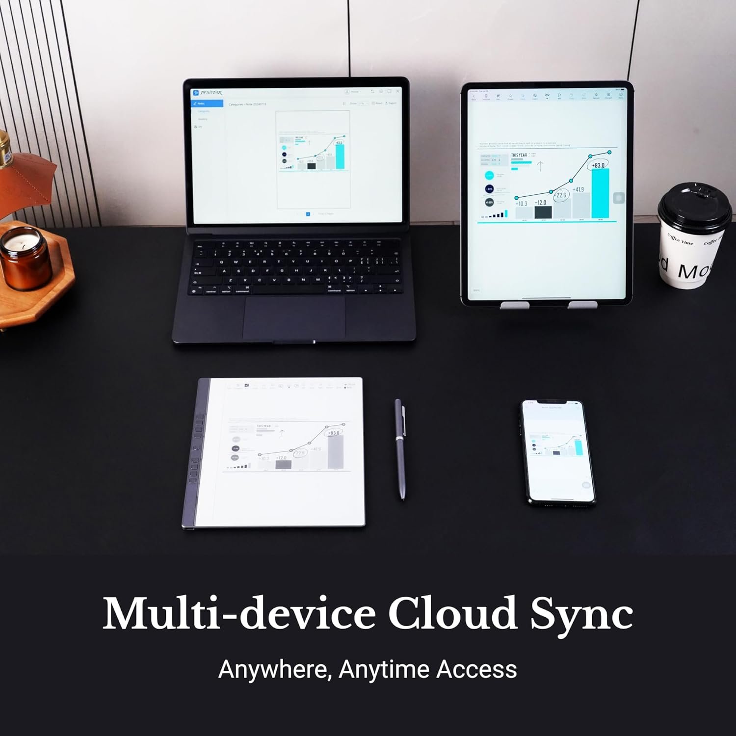 Penstar eNote 2 Paper Tablet Bundle, 10.3-inch Pen Only Writing Tablet, Electronic Notebook Digital Notepad, 300 PPI 4GB 128G E-Ink Reader with Folio Cover & Two B5 Pens - Image 5