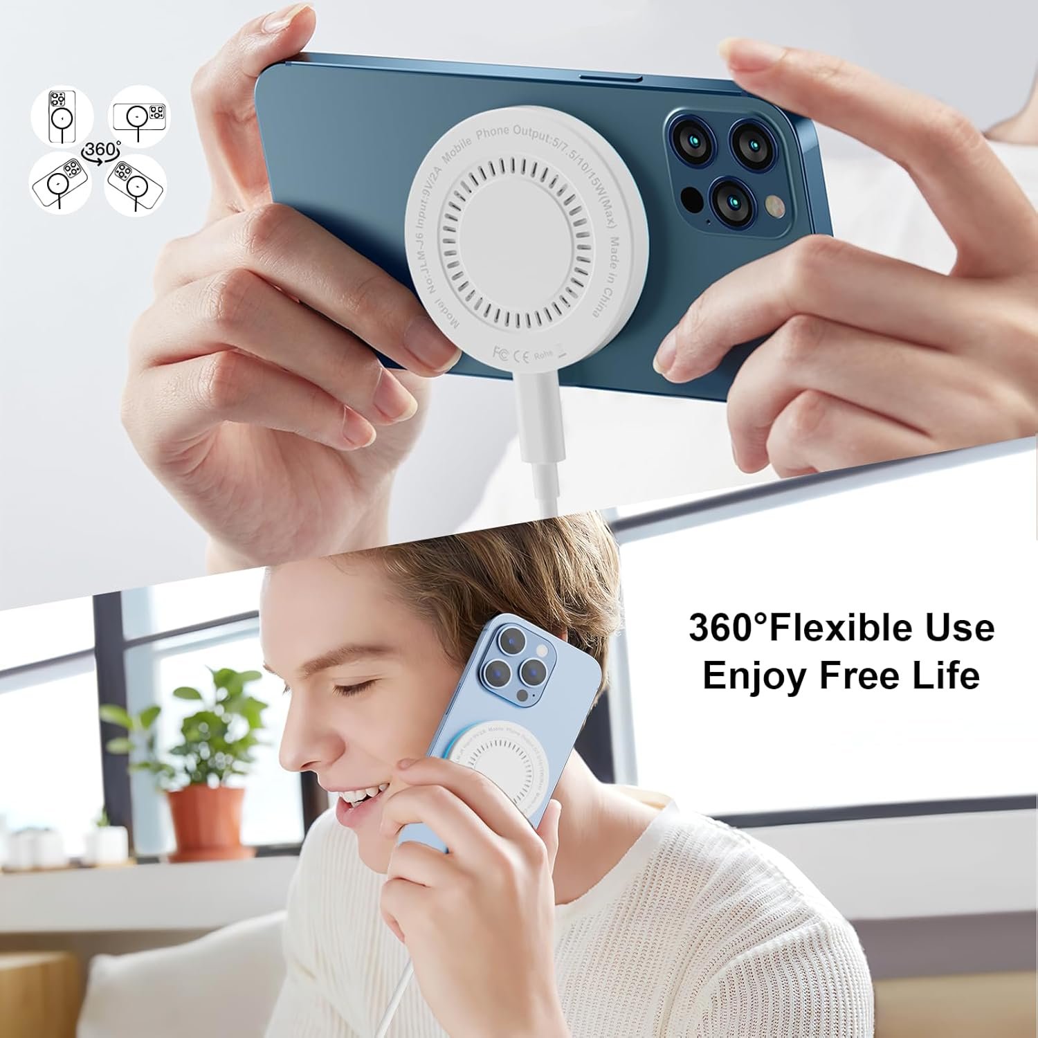 MagSafe Charger 2 Pack 15W Magnetic Wireless Charger Fast Charging Pad Compatible with iPhone 17/16/15/14/13/12 Series & AirPods 3/2/Pro Magnetic MagSafe Charging Pad with Dual Ports - Image 6