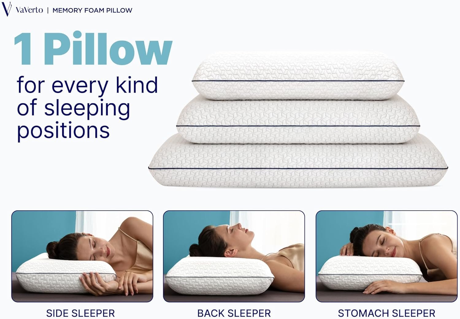 Cooling Gel Memory Foam Pillow - 1-Pack - Standard Size Bed Pillows For Sleeping - Medium-Firm - Back, Stomach and Side Sleeper Pillow - Shoulder & Back Pain Relief - Washable , Bamboo Viscose Cover - Image 4