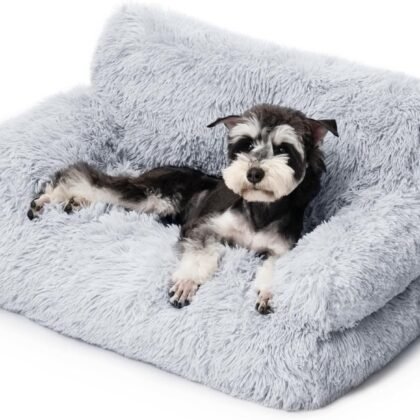 Mewoo Dog Couch, Small Dog Bed with Removable Washable Cover, Cute Cat Couch for Pets, Cat Beds for Indoor Cats with Anti-Slip Bottom (Grey)