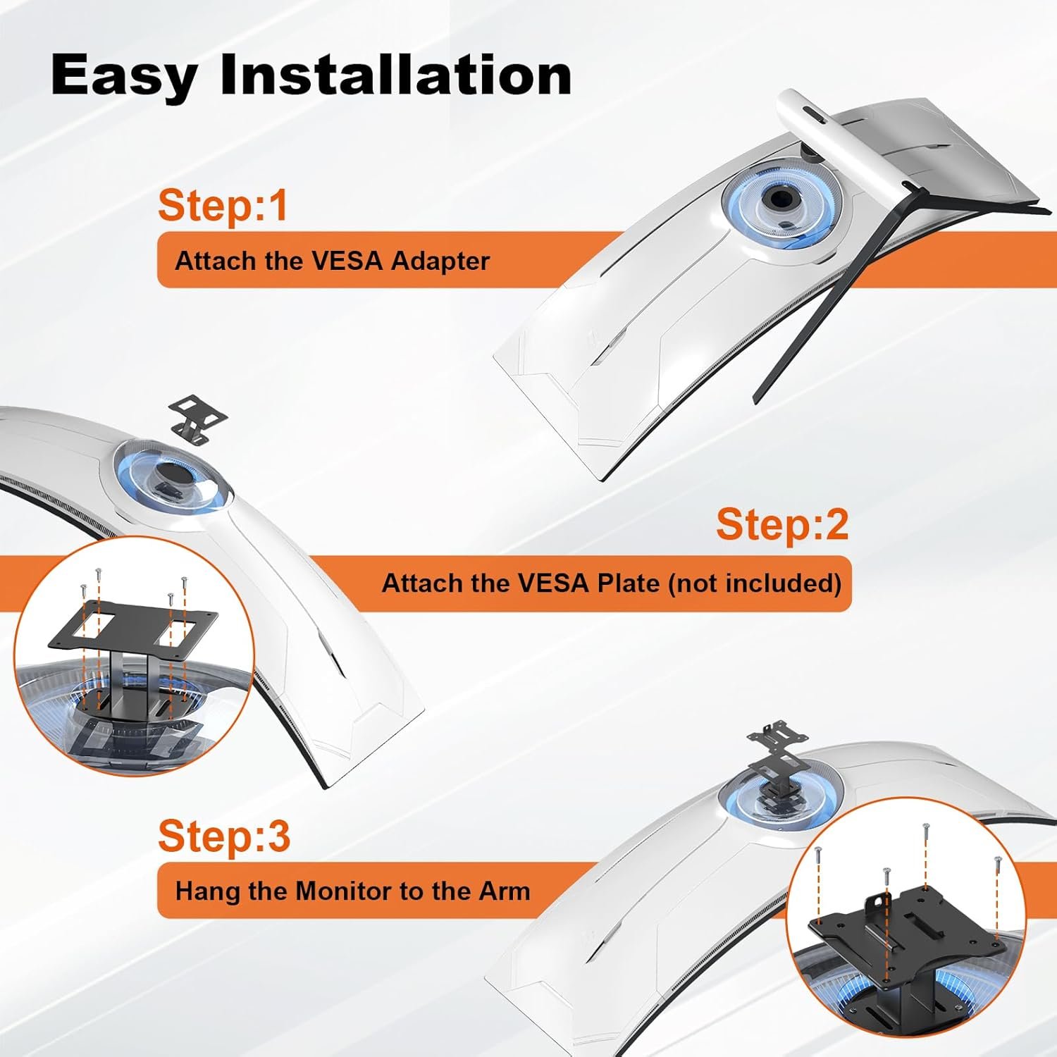 PUTORSEN VESA Adapter Plate Bracket - Compatible with Samsung Odyssey G9, Neo G9, CRG9, CHG9 and CHG90 Monitors,VESA 100x100,Black - Image 6