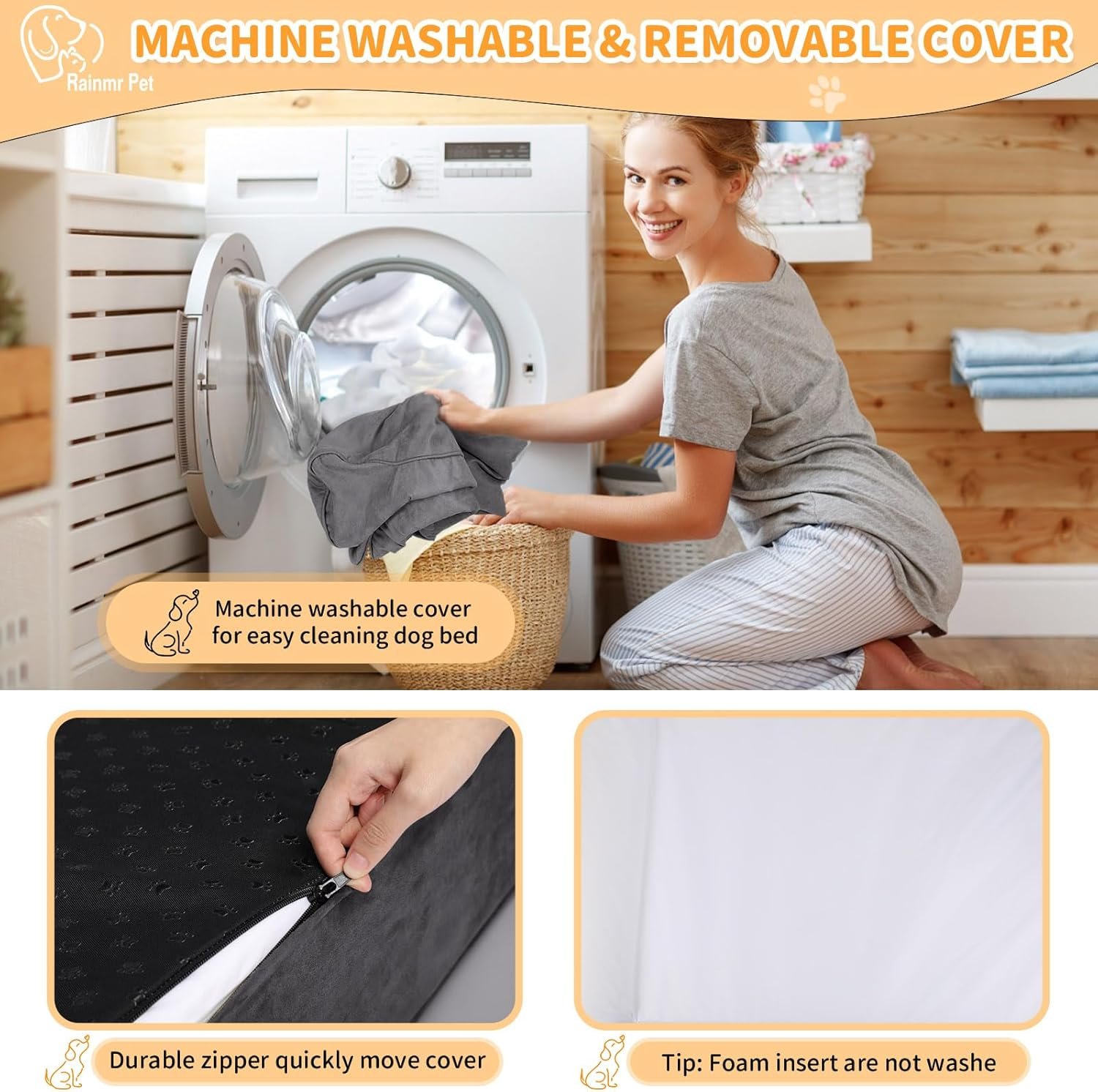 Orthopedic Dog Beds for Large Dogs, 7" Memory Foam Dog Beds with Waterproof Liner, Chew Proof Microsuede Cover, Removable and Washable, Nonskid Bottom, 48"x30"x7" L Grey - Image 6