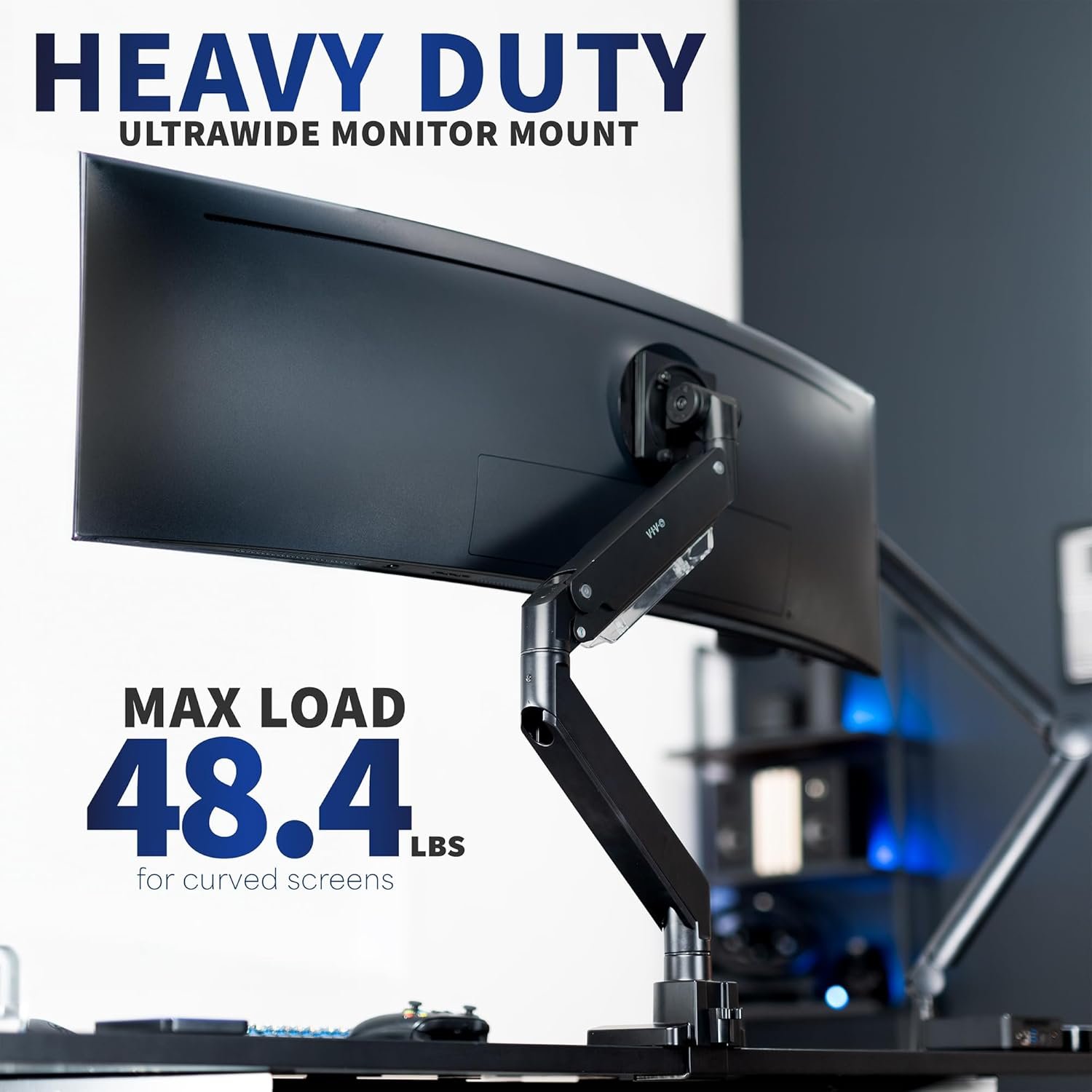 VIVO Heavy Duty Ultrawide Monitor Arm for 57 inch Screens up to 59.4 lbs, Desk Mount TV and Monitor Stand Designed for Samsung Odyssey Ark, Neo G9, ViewFinity S9, and More, Black, STAND-GT55 - Image 4