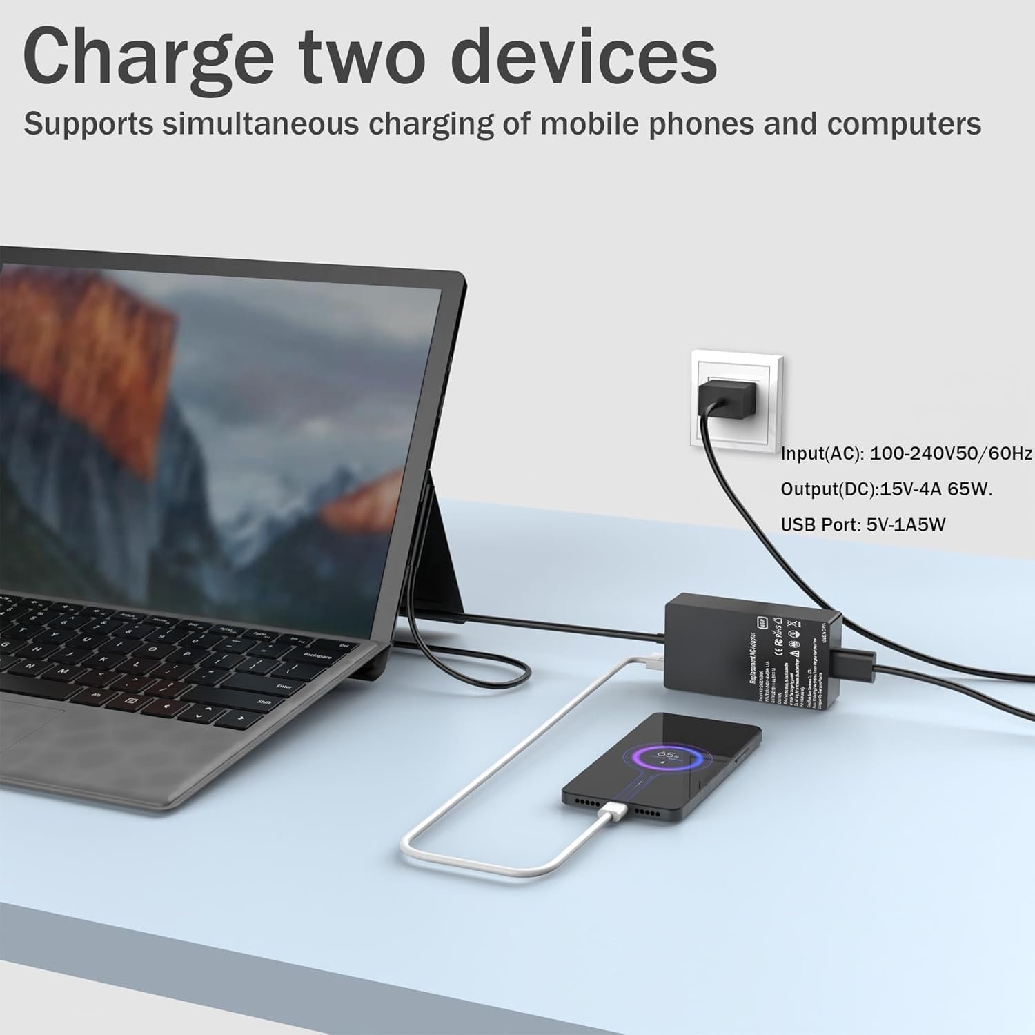New 65W Surface Pro Charger Compatible with Microsoft Surface Pro 11,10, 9, 8, 7+, 6, 5, 4, 3, X, Windows Surface Laptop 6, 5, 4, 3, 2, 1, Surface Go Tablet, Surface Book 3, 2, 1, 44W, 36W - Image 6
