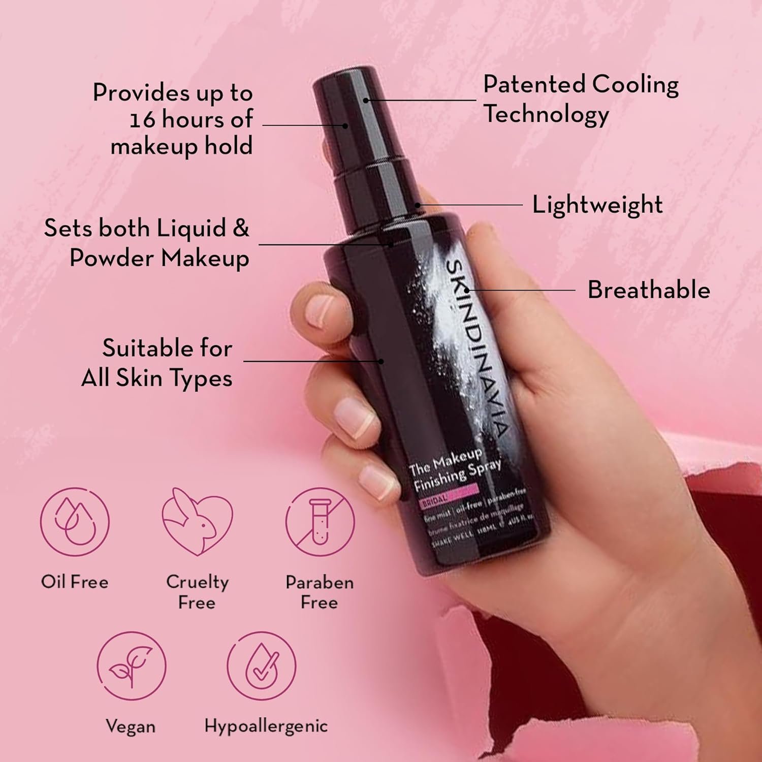Skindinavia The Makeup Finishing Spray, Bridal Makeup Setting Spray, All-Day Wear, Long-Lasting Up to 16+ Hours, Heat-Resistant & Waterproof, Wedding Day, Bridal Shower Gift, 2.0 Oz - Image 2