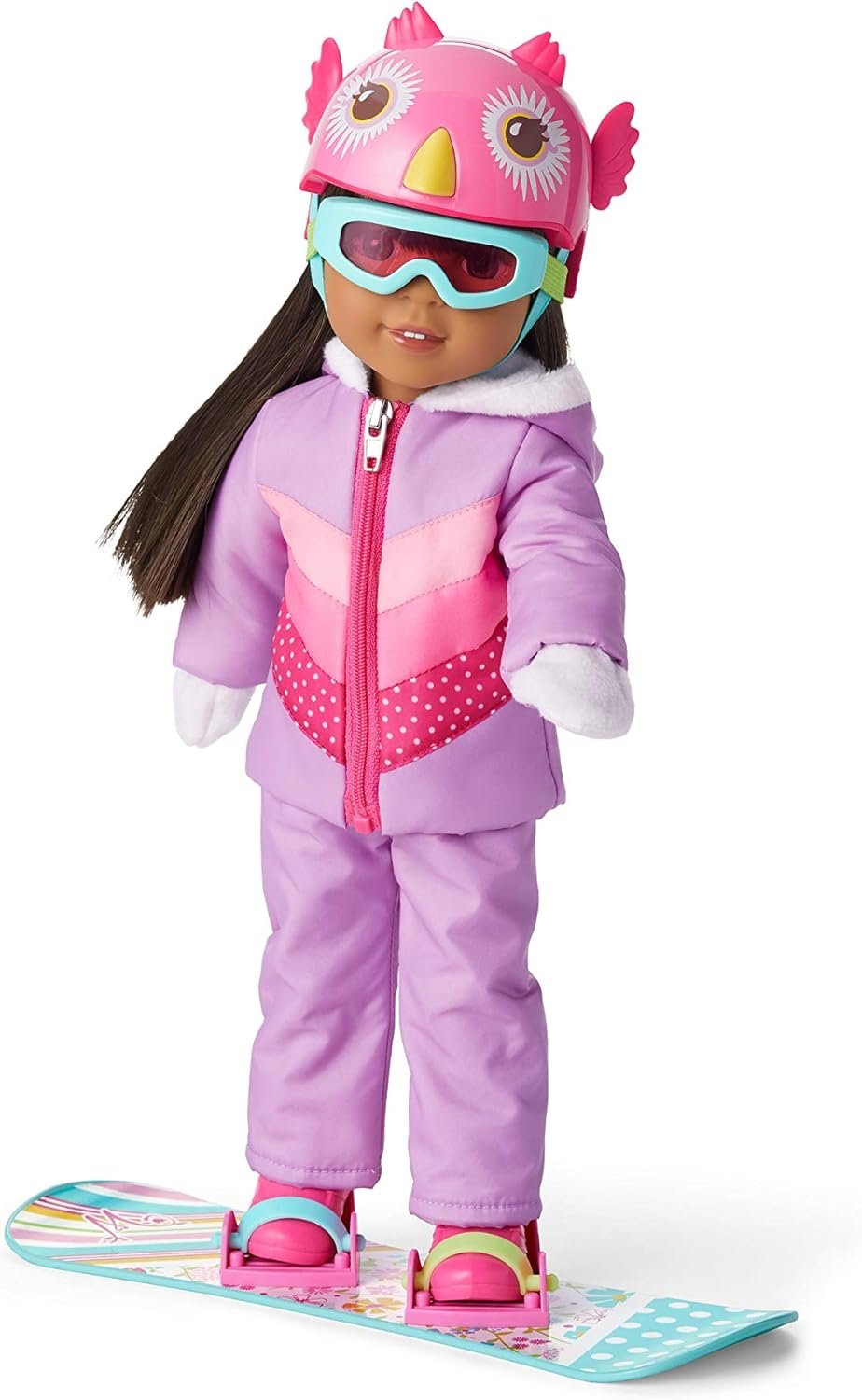 American Girl WellieWishers 14.5-inch Doll Frosty Fun Snowboard Playset with Owl-Face Helmet and Goggles, For Ages 4+ - Image 4