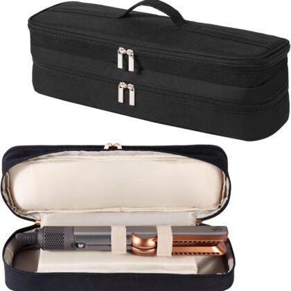 Double-Layer Carrying Case for Dyson Airstrait Straightener, Travel Case for Dyson Airstraight, Portable Storage Case for Dyson Airstrait/Corrale Hair Straightener (Black)
