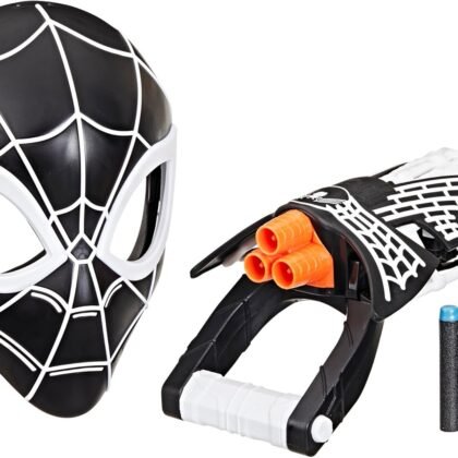 SPIDER-MAN Marvel Symbiote Tri-Shot Blaster & Mask, Role Play Gauntlet & Mask for Costume Additions, Super Hero Toys, Kids, Ages 5+ ​