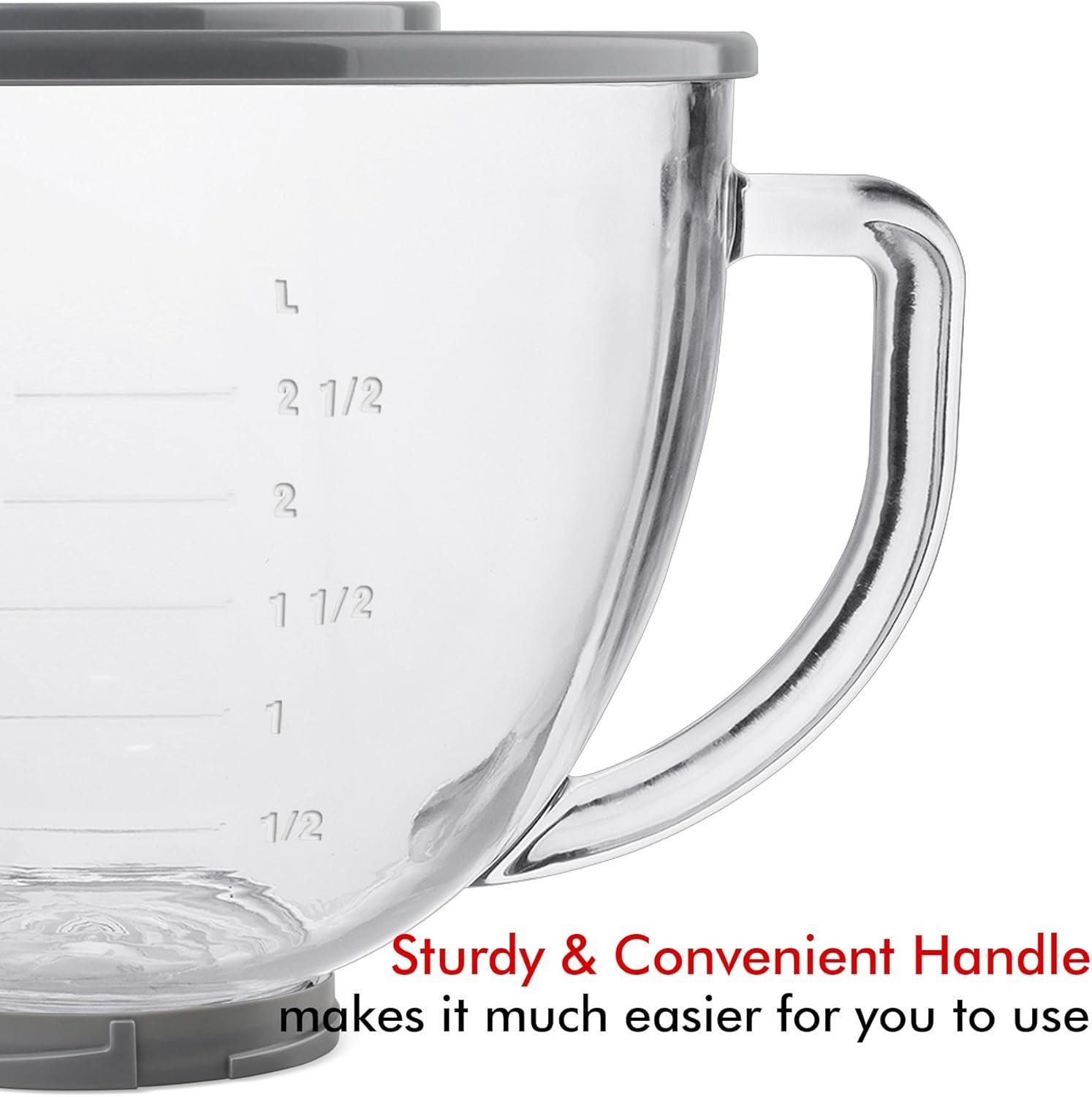 Glass Mixing Bowl Accessory 5 Quart - Compatible with KitchenAid 4.5 and 5 Quart Tilt-Head Stand Mixers (With Lid & Lock Ring) - Image 5