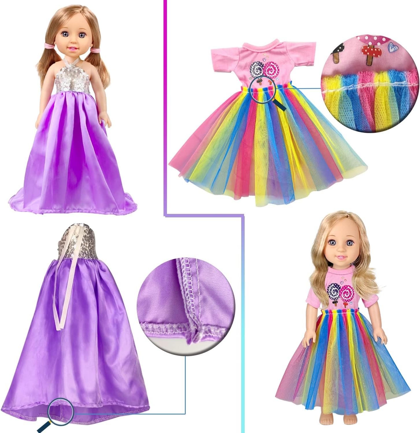 10-Sets Doll-Clothes for American-14-inch-Dolls - Compatible with 14.5-inch-Dolls Handmade Clothes and Outfits Accessories Christmas Birthday Gift for Little Girl - Image 4
