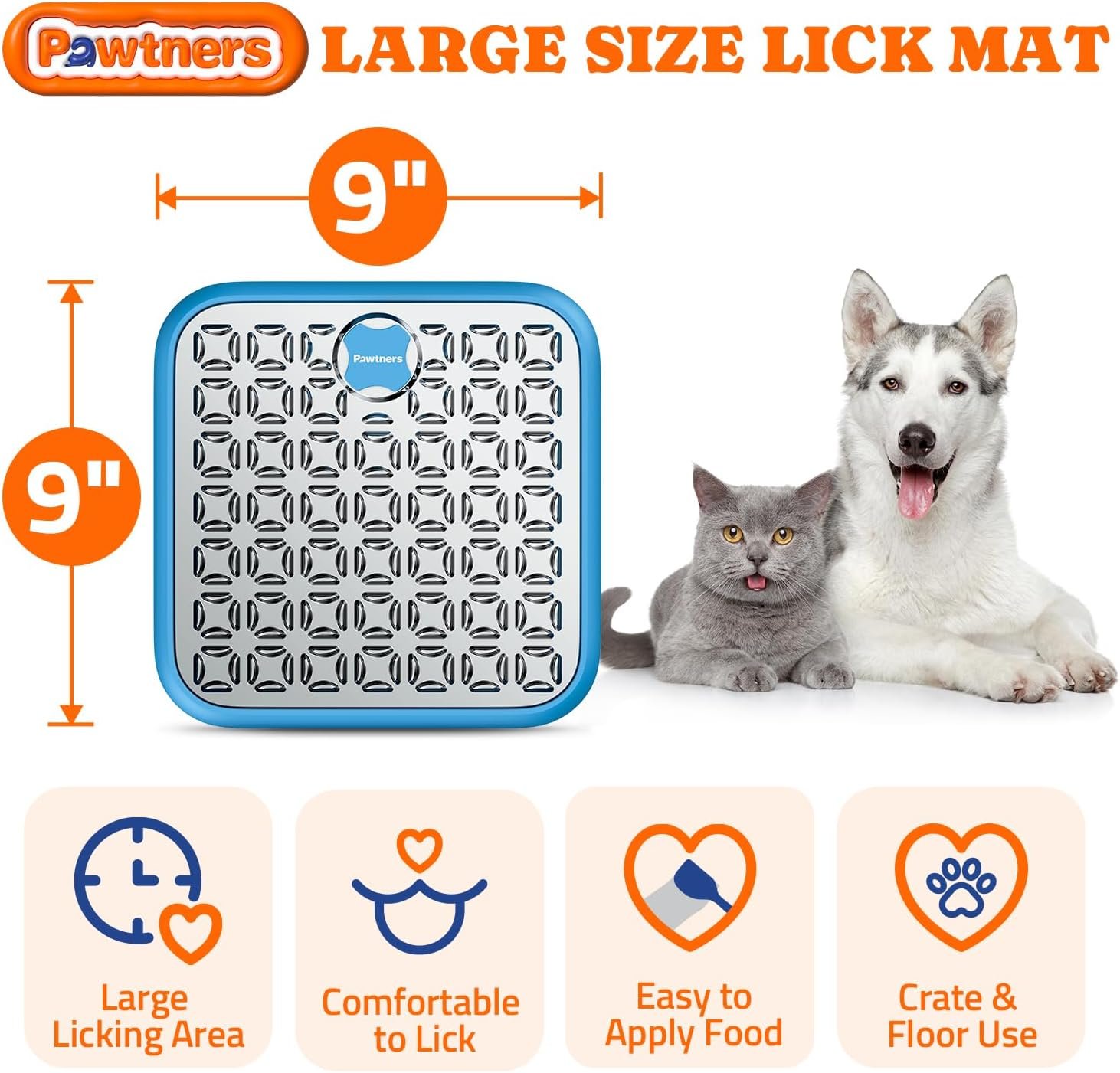 Lick Mat for Dogs & Cats, Stainless Steel Pet Slow Feeder for Crate Boredom & Anxiety Reduce, Cat Licking Pads with Spatula & Scrubbing Brush, Blue - Image 4