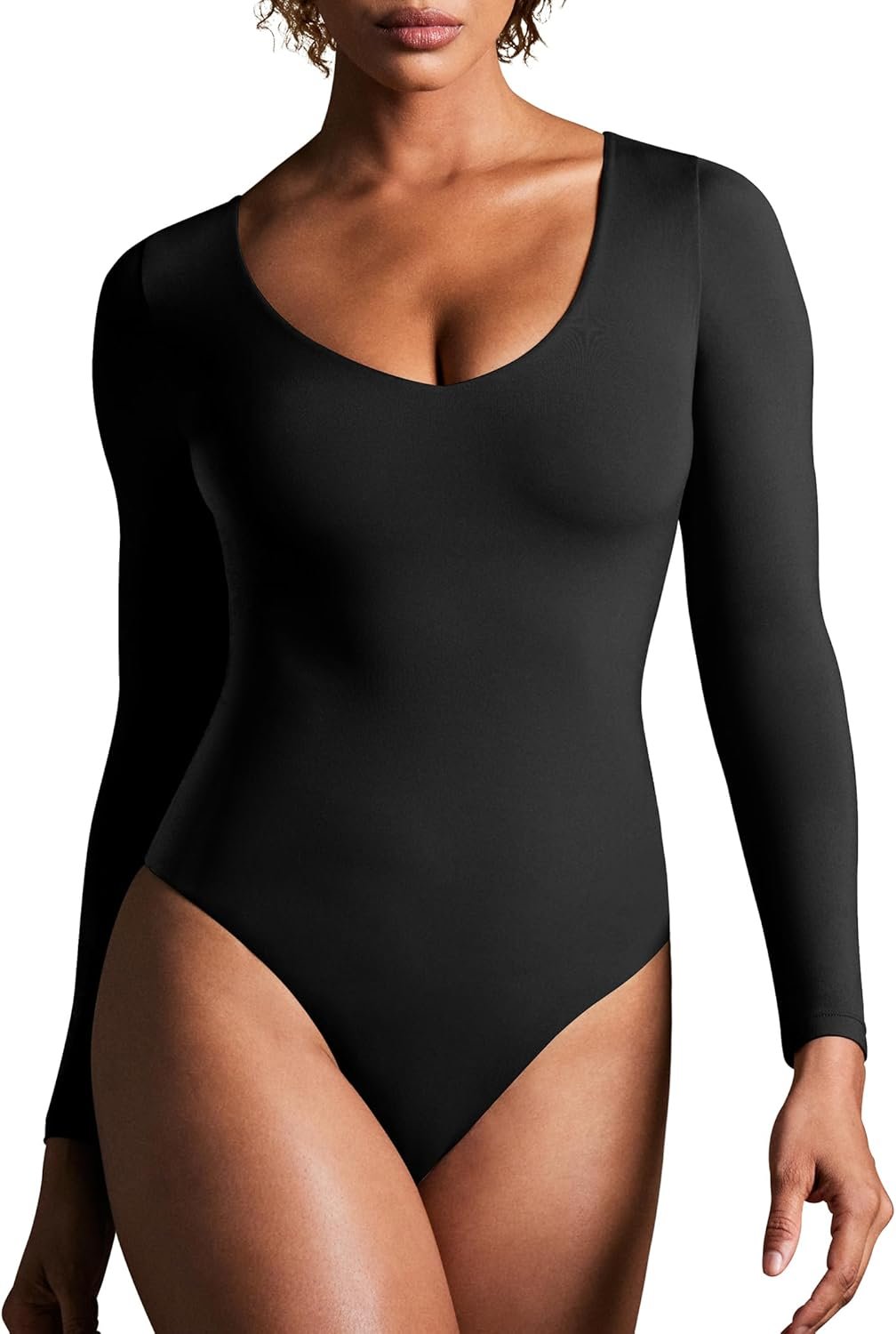 IUGA Bodysuits for Women Tummy Control Body Suits for Womens Compression Slimming Thong Bodysuit V Neck