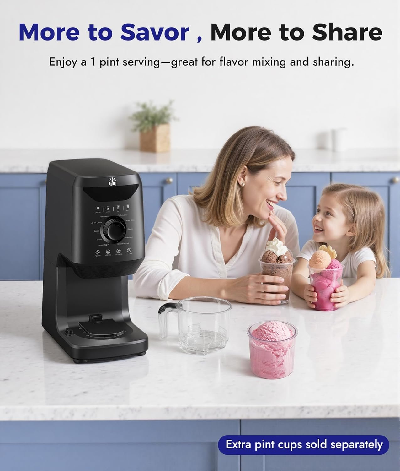 12-in-1 Ice-Cream Maker Machine - 11 Preset Programs & Self-Cleaning, Frozen Yogurt Maker for Gelato, Slushies, Milkshakes, Sorbet, Mix-ins & More, Includes (2) Pint Containers for Home & Office - Image 3