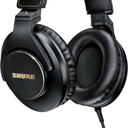 Shure SRH840A Professional Over-Ear Wired Studio Headphones – Critical Listening & Monitoring Headset with Tailored Frequency Response, Detailed Sound, Adjustable & Collapsible Design, Black