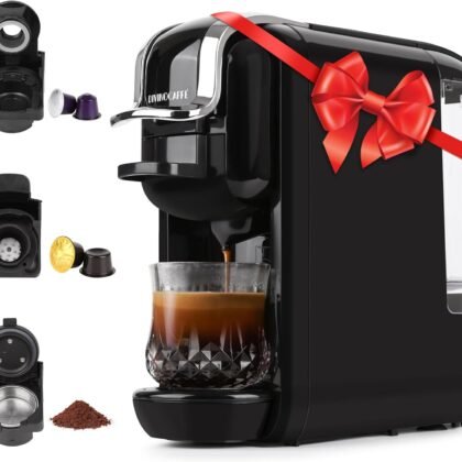 Espresso Maker for Nespresso Capsule, Lavazza Blue Capsule & Coffee Powder, 19 Bar Pump Pressure Makes Authentic Espresso Coffee, Mini Espresso Coffee Machines with Removable Water Tank.