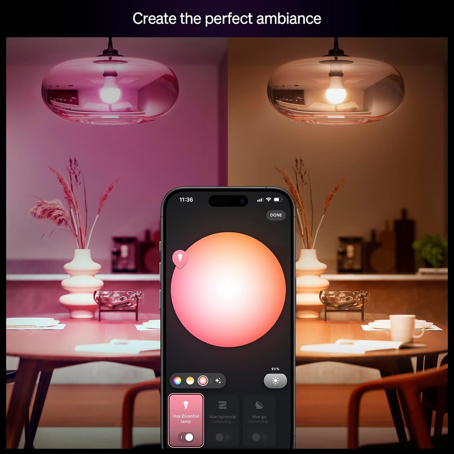 Philips Hue Essential Starter Kit: Bridge + 4 Essential E26 Smart Bulbs,White & Color Ambiance,2200K-6500K,Dimmable,Compatible with Alexa,Google,Samsung SmartThings,Apple Home - Image 3