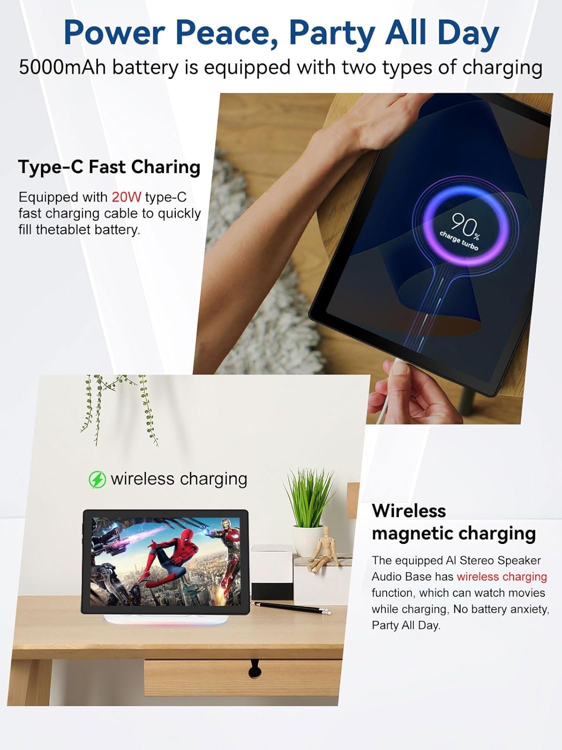 2025 Upgraded Android Tablet with Charging Speaker Dock, 2 Years Protection, Otca-Core CPU, 14GB+64GB Storage with 1TB Expansion, WiFi 6, BT5.3, Google Tablet, US Version - Image 7