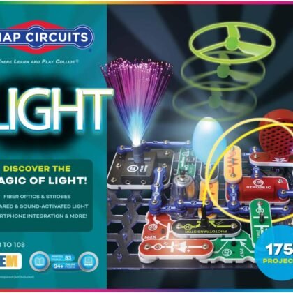 Snap Circuits Light Electronics Exploration Kit | Over 175 Exciting STEM Projects | Full Color Project Manual | 55+ Snap Circuits Parts | STEM Educational Toys for Kids 8+