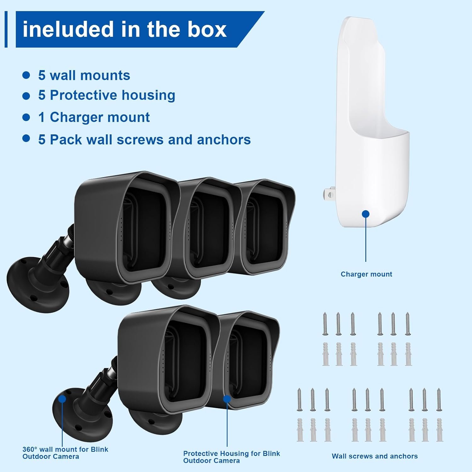 All-New Blink Outdoor Camera Surveillance Mount, 5 Pack Weatherproof Protective Housing and 360 Degree Adjustable Mount for Blink Outdoor 4th & 3rd Gen Cam - Image 7