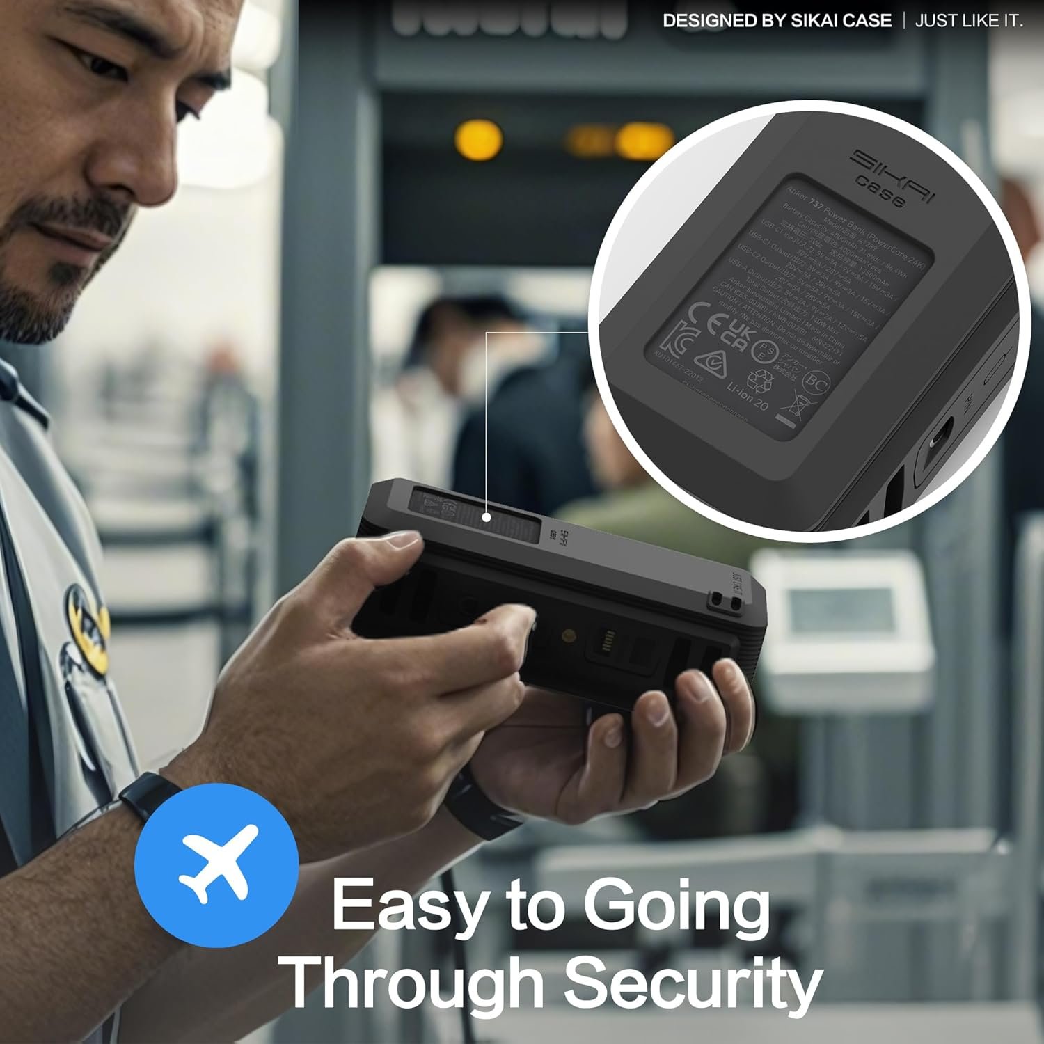 Silicone Case for Anker 737 Power Bank (24,000mAh 3-Port) 1/4-inch nut Hole, SD/SIM Card Storage Reserved Compatible with Anker 737 Power Bank Travel Protective Cover Dustproof with Handle (Black) - Image 6