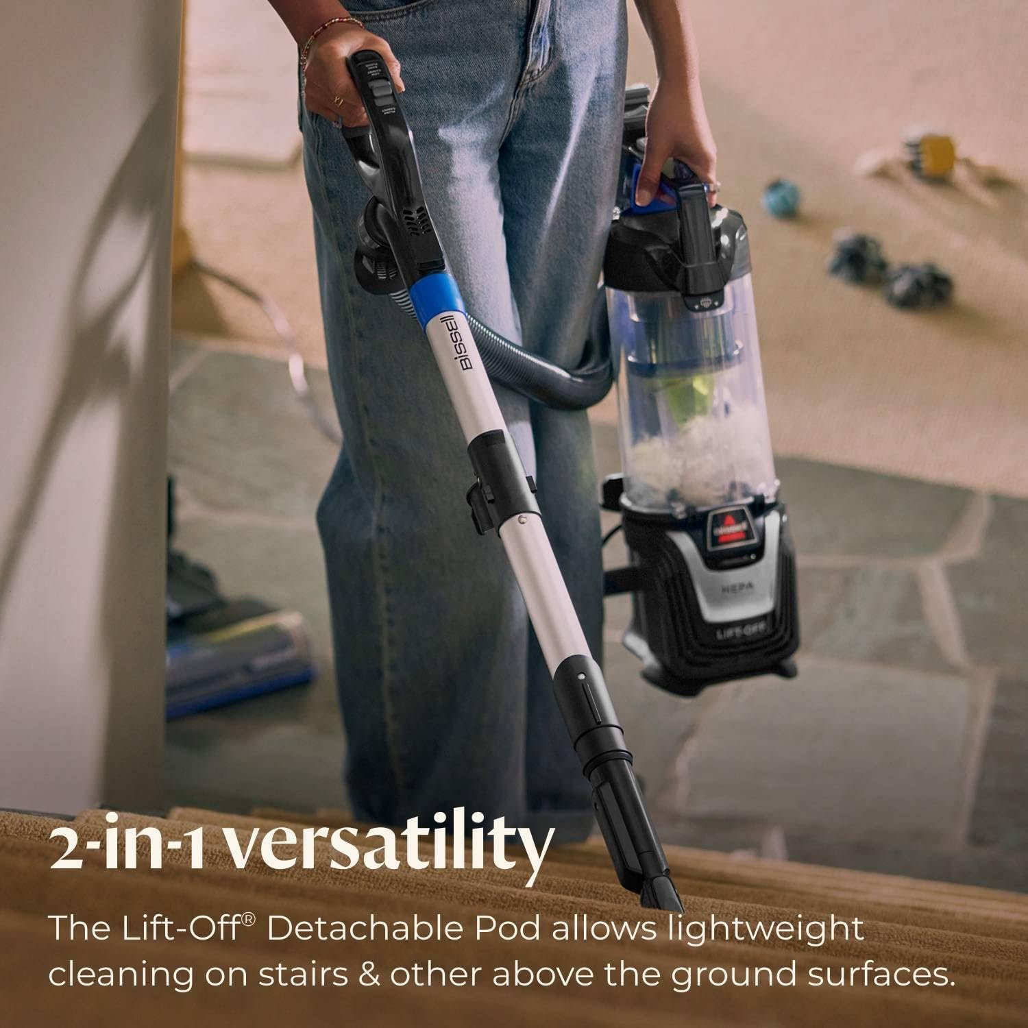 Bissell Pet Hair Eraser Turbo Lift-Off Vacuum, w/Self-Cleaning Brush Roll, HEPA Filtration, Powerful Pet Hair Pickup with TurboBrush Pivot Tool & LED-lit dusting Brush & Crevice Tool, 3774F - Image 3