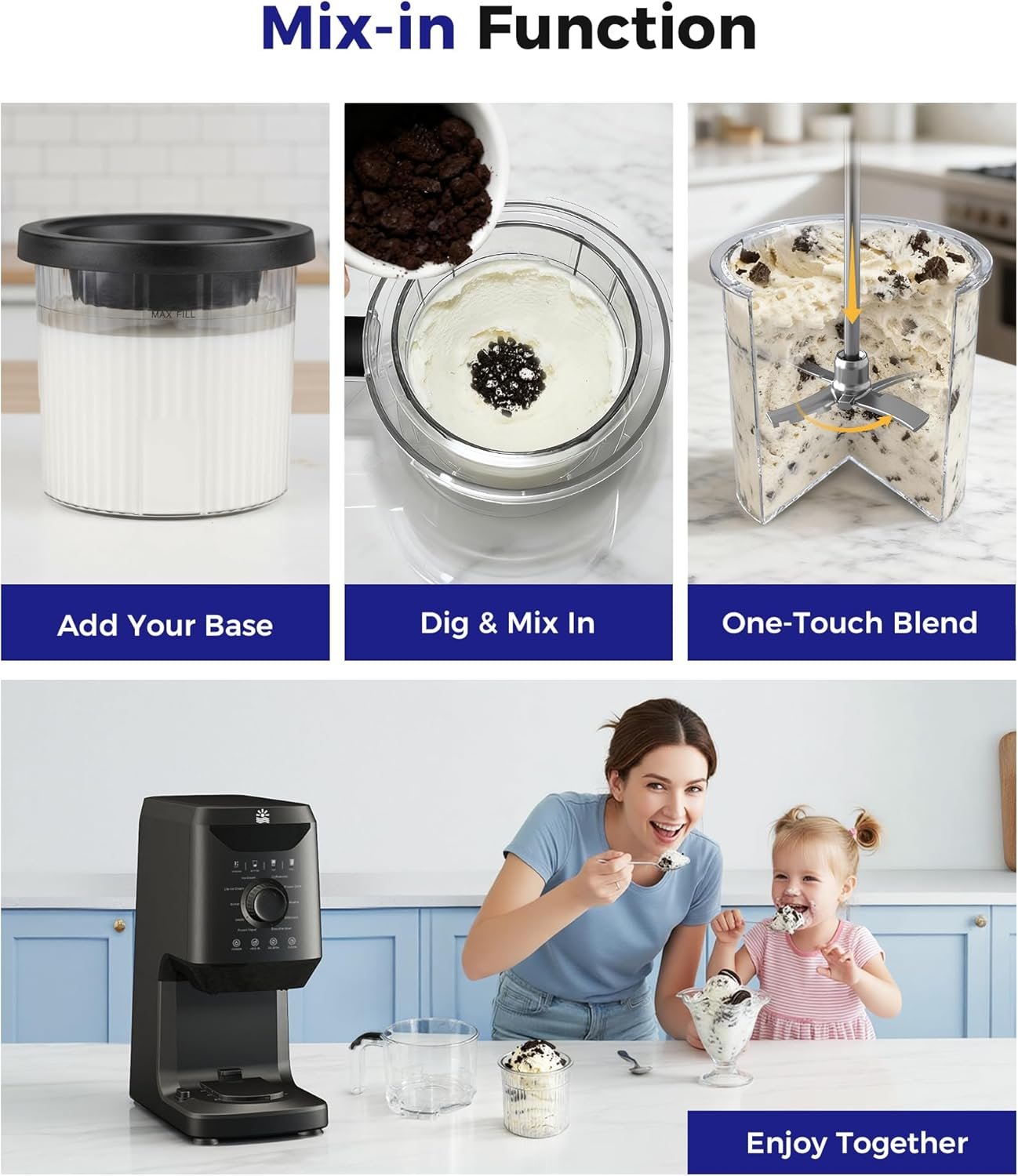 12-in-1 Ice-Cream Maker Machine - 11 Preset Programs & Self-Cleaning, Frozen Yogurt Maker for Gelato, Slushies, Milkshakes, Sorbet, Mix-ins & More, Includes (2) Pint Containers for Home & Office - Image 4