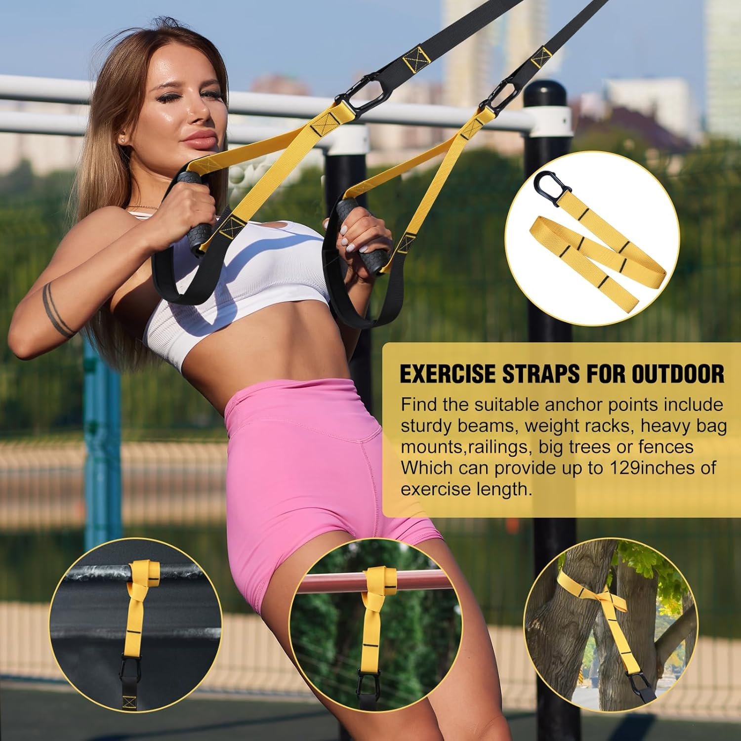 Home Resistance Training Kit, Extension Strap Door Anchors,Powerlifting Strength Workout Straps Full Body Complete Home Gym Body Core Exercise - Image 5