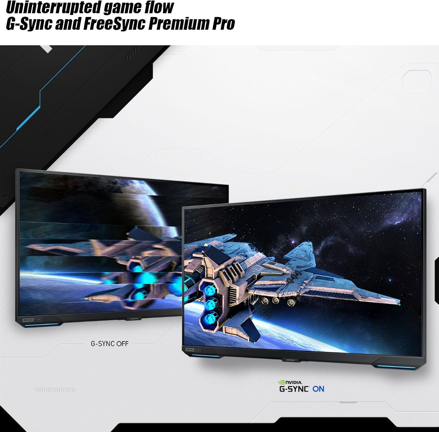 Samsung 28" Odyssey G7 4K UHD 144Hz 1ms G-Sync Gaming Monitor, HDR400, AMD FreeSync Premium Pro, Ultrawide Game View, DisplayPort, HDMI, Height Adjustable Stand, Black - Image 8