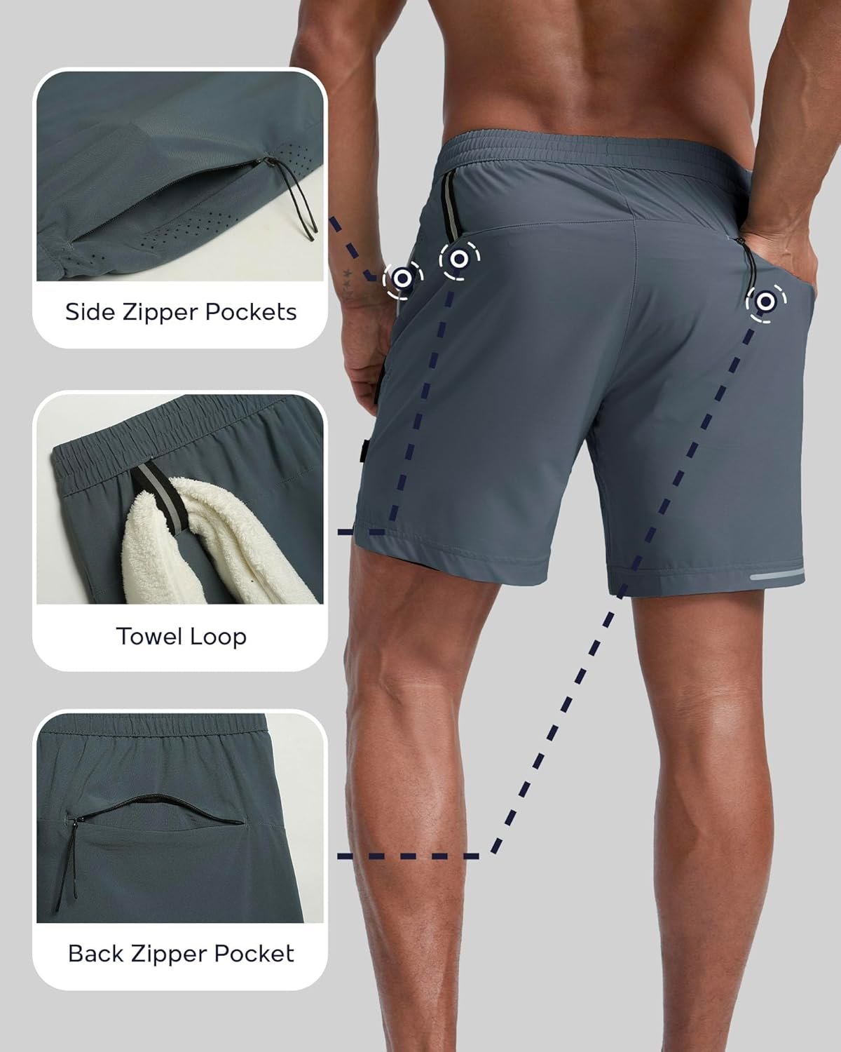 maamgic Men's Athletic Running Shorts with Liner Ultra Lightweight Workout Shorts 5"/ 7" - Image 4
