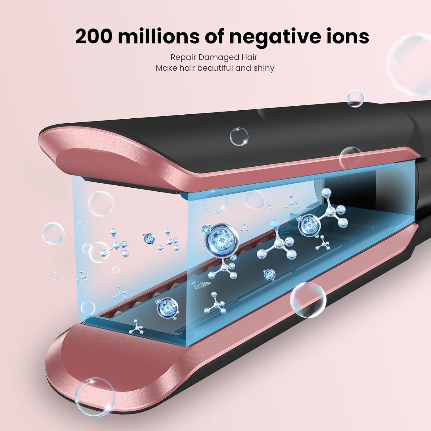 Hair Straightener - 2 in 1 Wet to Dry Hair Dryer and Straightener with High-Speed Airflow + Rapid Heat-Up + Customizable Temperature + LCD Display & Auto Shut-Off + No Heat Damage (Dark Black) - Image 6