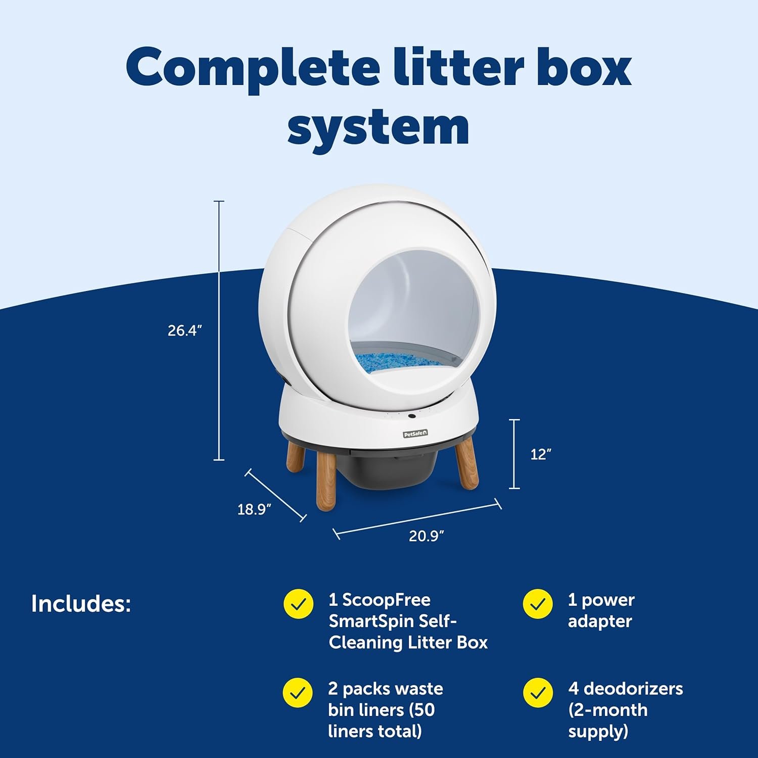 PetSafe ScoopFree SmartSpin Self-Cleaning Litter Box Bundle – Advanced Odor Control – App Controlled – Up to 2 Weeks of Hands-Free Cleaning – Includes Litter Mat, 50 Waste Bin Liners, 4 Deodorizers - Image 3