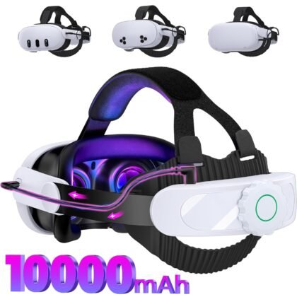 Battery Head Strap Compatible with Oculus Meta Quest 3S/3/2,10000mAh Battery VR Headset Strap Enhanced Support and Comfort, Adjustable Elite Strap Replacement Sega Saturn Accessories